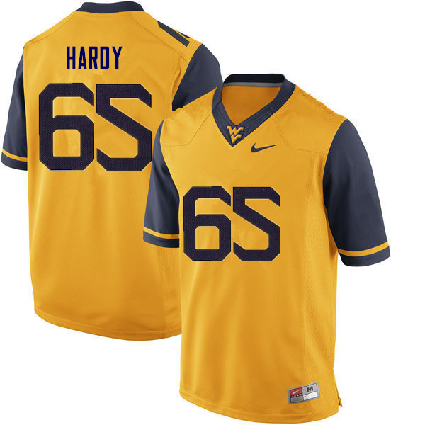 Men #65 Isaiah Hardy West Virginia Mountaineers College Football Jerseys Sale-Gold - Click Image to Close